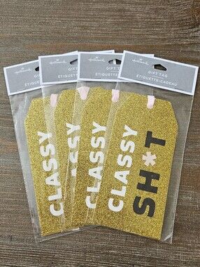 Hallmark Gold Glitter 'Classy Sh*t' Gift Tags - Pack of 4